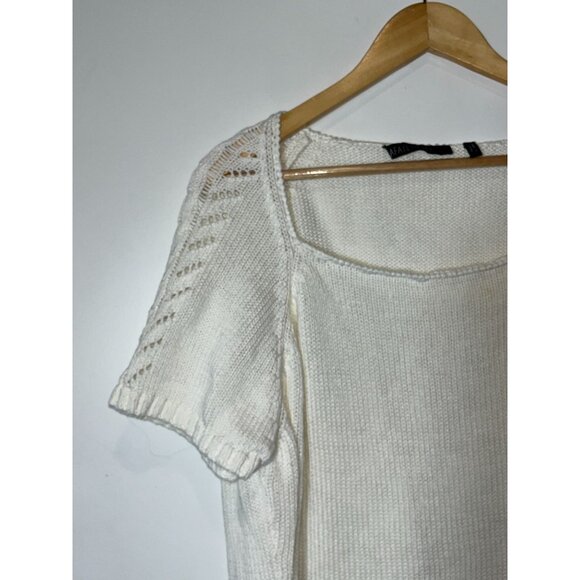 Lafayette 148 White Knit Short Sleeve Top Eyelet Detail Scoop Neck  Size 3x - Picture 2 of 7